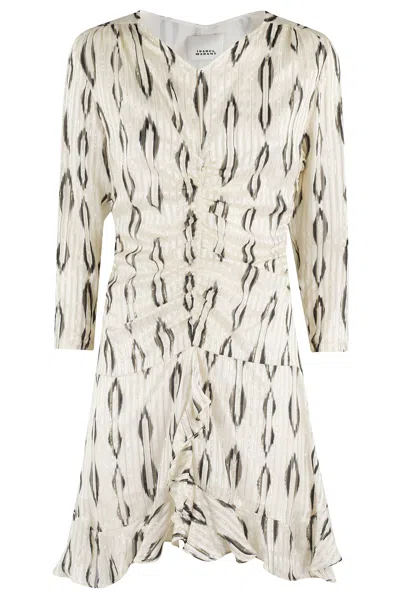 Isabel Marant Asymmetrical Draped Silk Dress With Cut-out Sleeves In White