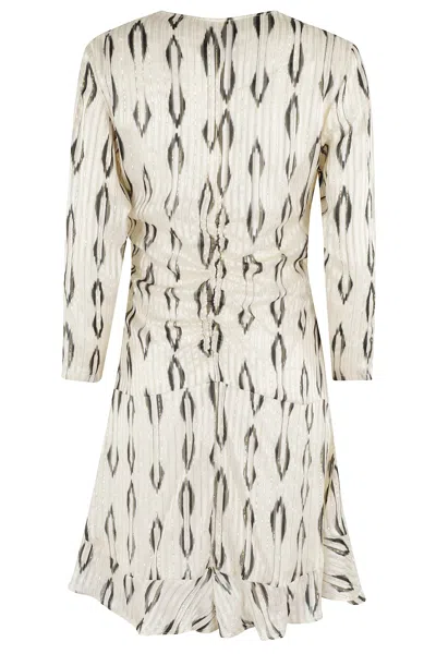 Isabel Marant Asymmetrical Draped Silk Dress With Cut-out Sleeves In White