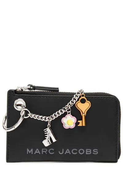 Marc Jacobs Charm-embellished Leather Wallet In Black