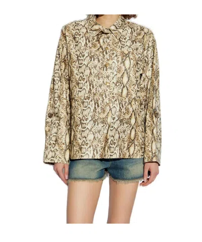 Isabel Marant Multicolor Relaxed Animal Print Shirt In Brown