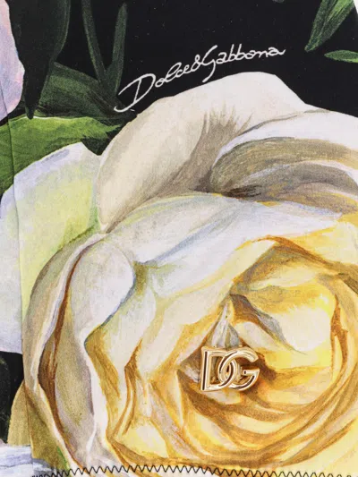 Dolce & Gabbana Multicolor One-piece Swimsuit With Buckle With Logo On The Rear And All-over Floral Print In Black