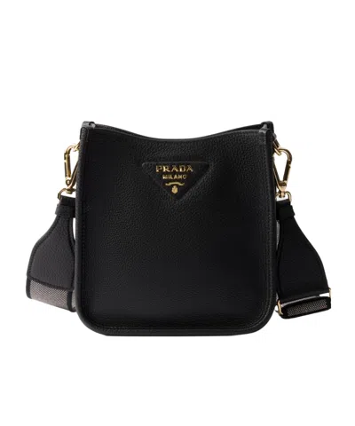 Prada Mini Leather Shoulder Bag In Black
