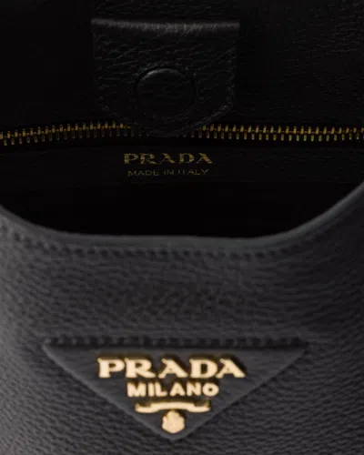 Prada Medium Leather Shoulder Bag In Black