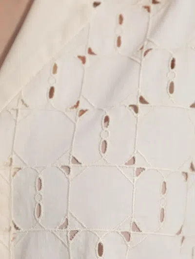 Moncler Ivory Embroidered Cotton-blend Shirt In White