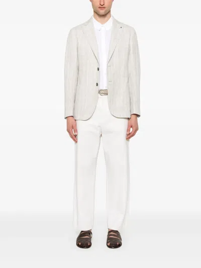 Tagliatore Striped Blazer In Neutrals