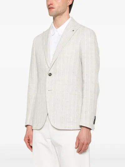 Tagliatore Striped Blazer In Neutrals