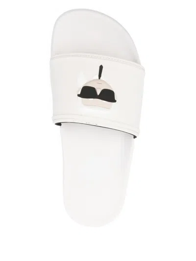 Karl Lagerfeld Logo Slides In White