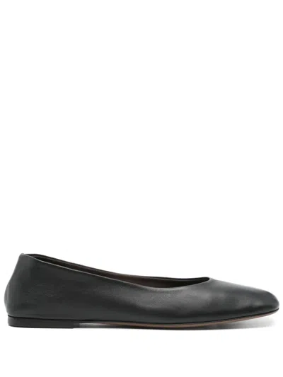The Row Leather Ballet Flats In Black