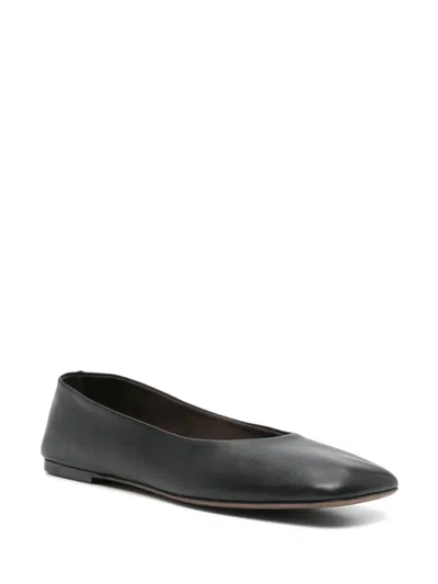 The Row Leather Ballet Flats In Black
