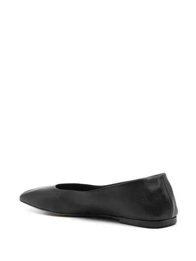 The Row Leather Ballet Flats In Black