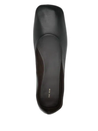 The Row Leather Ballet Flats In Black