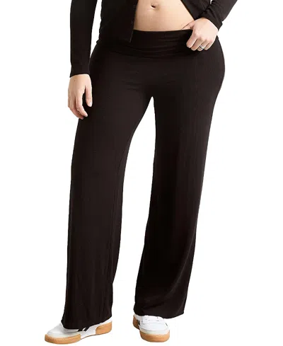 Hatch Collection The Softest Rib Over/under Bump Relaxed Pant In Black