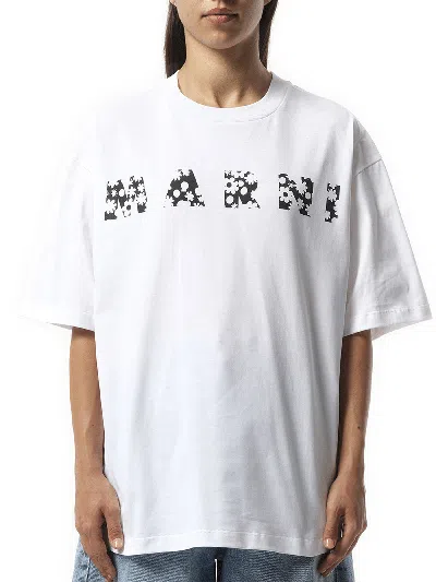 Marni Women's Boxy Flower Logo T-shirt In Lily White