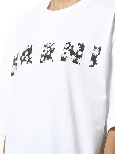 Marni Women's Boxy Flower Logo T-shirt In Lily White
