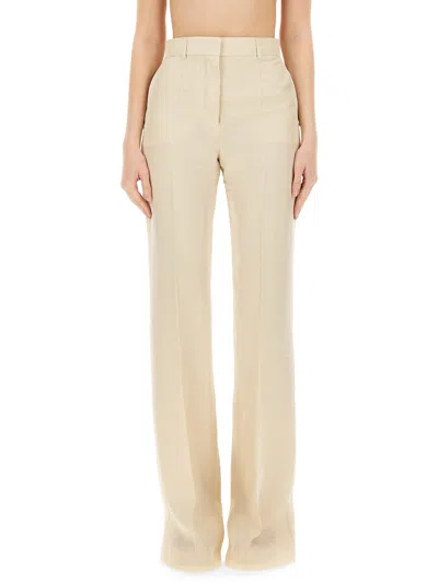 Sportmax Flared High Waist Trousers Pockets In Beige