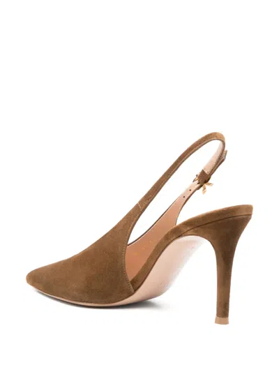 Gianvito Rossi Robbie Pointed Toe Slingback Pumps In Brown
