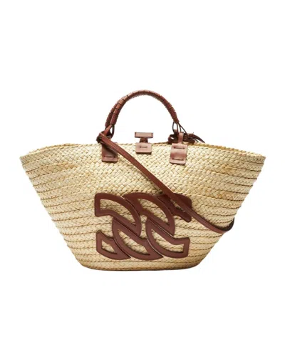 Casadei Brown Tote Bag With Removable Shoulder Strap And Logo Embroidery On The Front In Brown