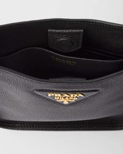 Prada Mini Leather Shoulder Bag In Black