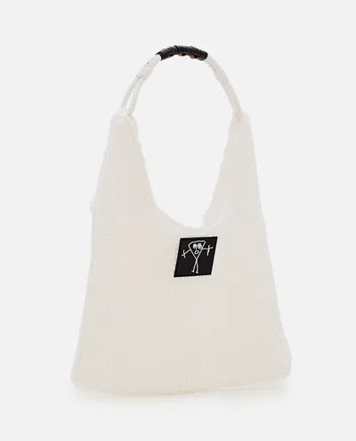 Plan C White Mesh Design Shopper Bag In Neutral