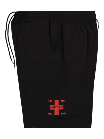 Prototypes Waffle Bermuda Shorts In Schwarz