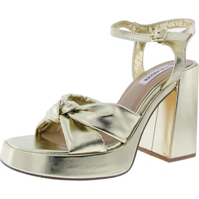 Steve Madden Acceptance Womens Faux Leather Ankle Strap Platform Heels In Gold
