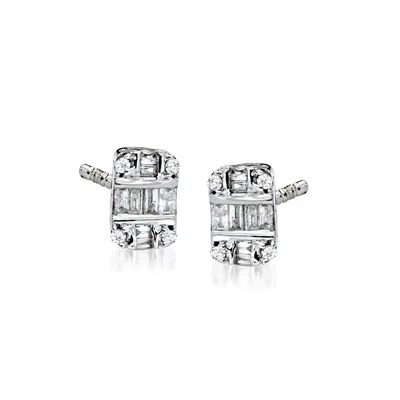 Rs Pure By Ross-simons Diamond Cluster Earrings In Sterling Silver In White
