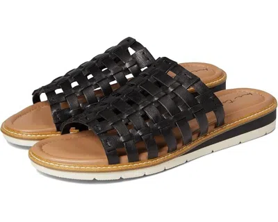 Me Too Arien Sandals Women's Us 8 Black Leather Slip On Open Toe Slide Khd957 In Black