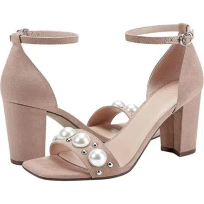 Unisa Danai Sandals Women's 10 Pink Suede Pearls Ankle Strap Block Heels Khd432 In Pink