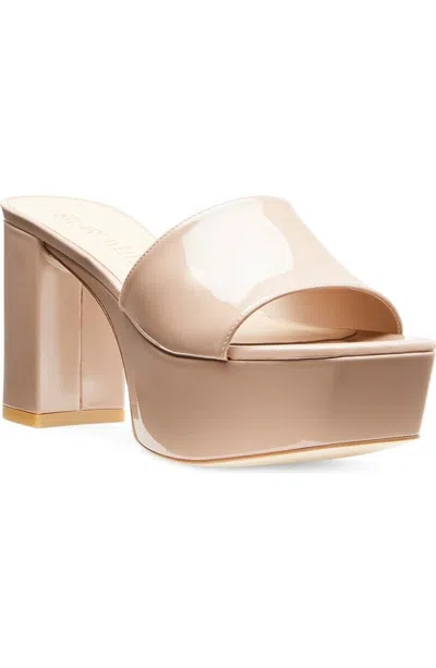 Stuart Weitzman Squarehigh Platform 95 Slide Women's 10 Fawn Heel Sandal Fzp238 (fawn,10) In Beige