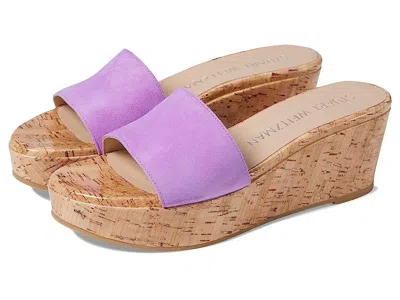 Shop Stuart Weitzman Summer Sandals Women's Us 9.5 Purple Leather Wedge Heel Khd840