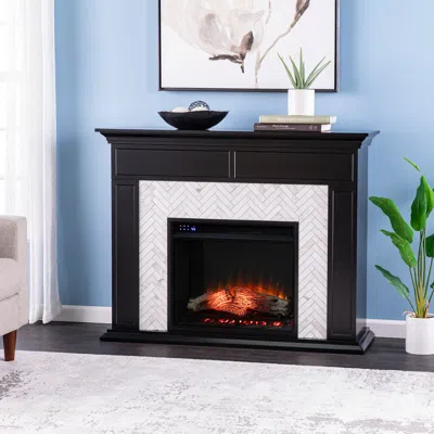 Sei Torlington Marble Tiled Touch Screen Electric Fireplace