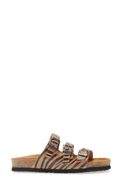 Naot Austin Water Repellent Slide Sandal In Tan Zebra Leather