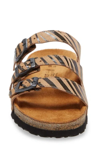 Naot Austin Water Repellent Slide Sandal In Tan Zebra Leather