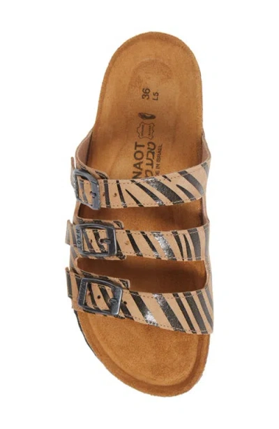 Naot Austin Water Repellent Slide Sandal In Tan Zebra Leather