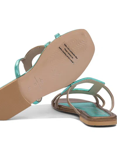 Elina Linardaki Light Blue Leather Sandals In Multi