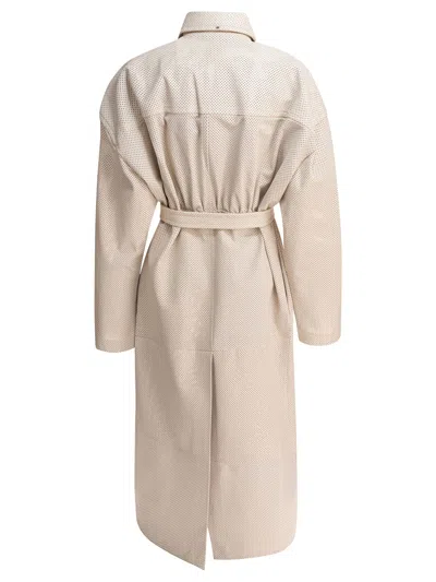 Sportmax Perforated Coat In Beige