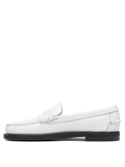 Sebago Classic Dan Leather Loafers For Women In White