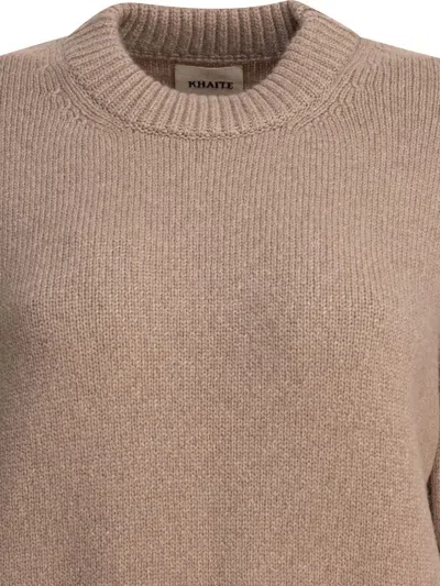 Khaite Davin Cashmere Round_neck Sweater In Beige
