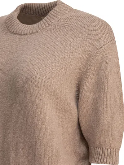 Khaite Davin Cashmere Round_neck Sweater In Beige