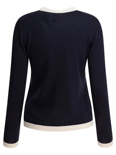 Ines De La Fressange Cardigan Corentin En Soie Et Coton Marine In Blue