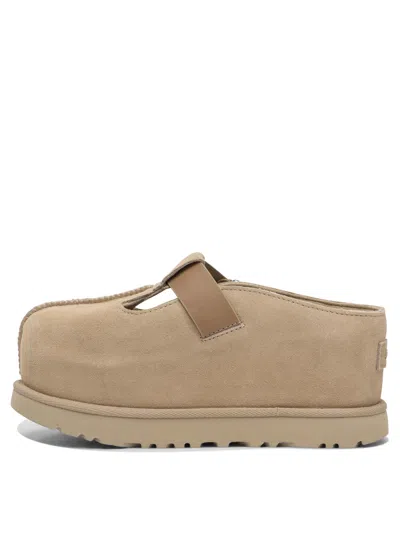 Ugg Goldenstar Beige Suede Slippers In Beige