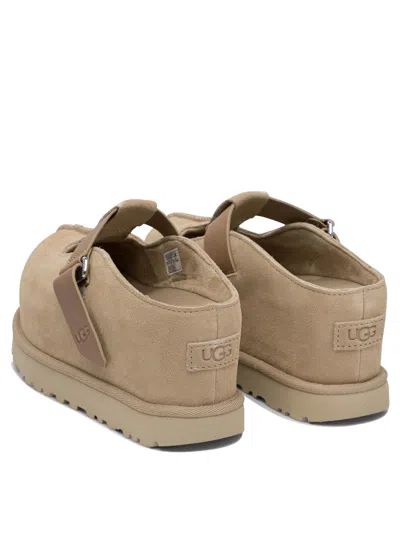 Ugg Goldenstar Beige Suede Slippers In Beige
