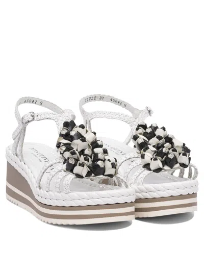 Pons Quintana Braided Strap Sandals With Platform Sole In White