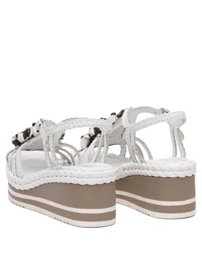 Pons Quintana Braided Strap Sandals With Platform Sole In White