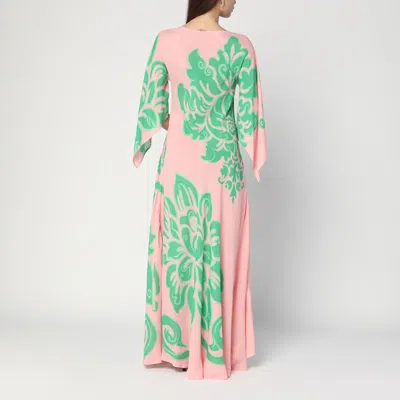 Etro Multicolor Long Dress With Round Neck And All-over Floral Print In Viscose Woman In Purple