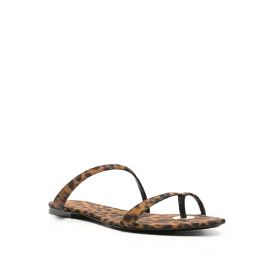 Saint Laurent Tanger Leopard-print Slides In Brown