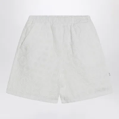 Douuod White Cotton Shorts In White