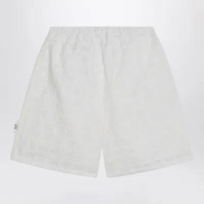 Douuod White Cotton Shorts In White