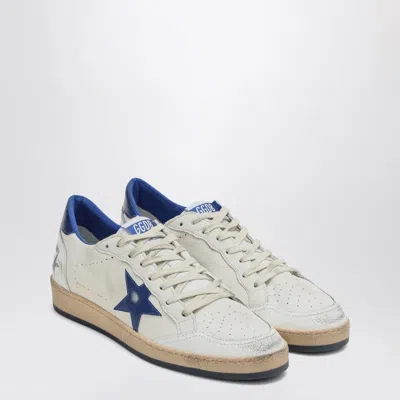 Golden Goose Ball Star Sneakers In White Nappa Leather With Light Blue Laminated Leather Star And Heel Tab In White