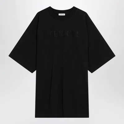 Fear Of God Eternal Black Crewneck T-shirt With Tonal Embroidery On The Front And Logo Patch On The Rear In Cott In Black